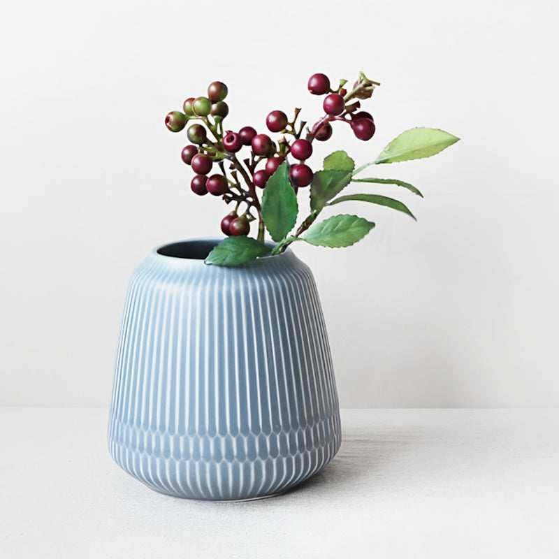 Japanese Sazanami Flower Vase Blue Striped