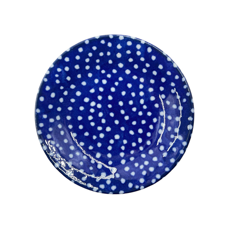 Japanese Sauce Dish 10cm Dots Blue