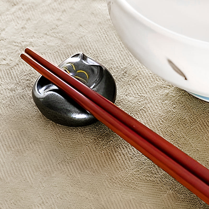Handcrafted Black Cat Chopstick Holder Rest Mino Ware Made In Japan