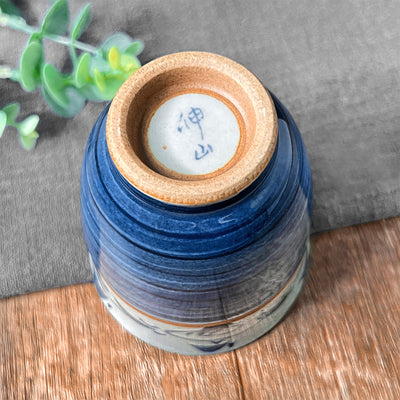 Japanese Ceramic Tea Cup Vines Blue 250ml