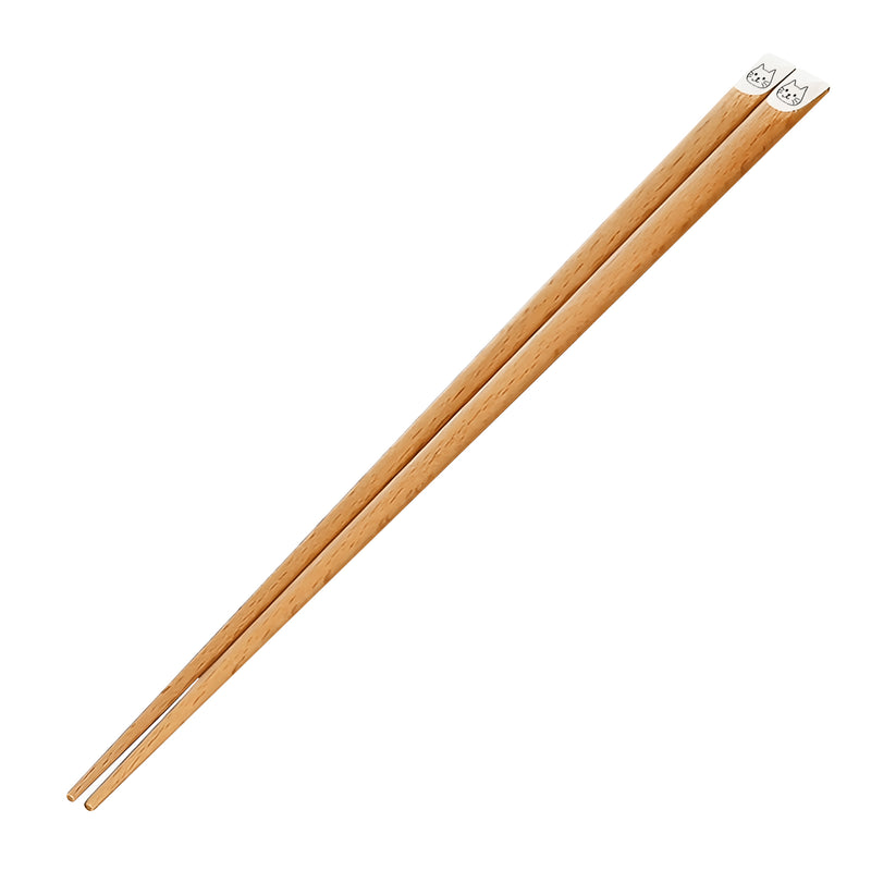 Natural Wood Chopsticks Mono Cat 22.5cm Made In Japan