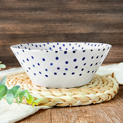 Japanese Ramen Noodle Bowl 16.5cm Blue Polka Dots