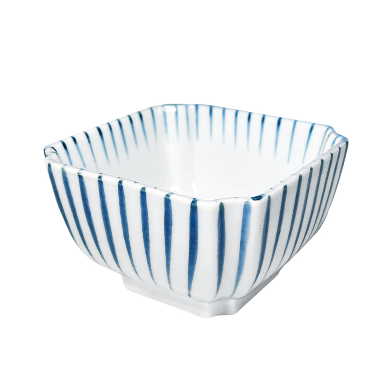 Japanese Ceramic Side Bowl 9cm Edge Blue Lines