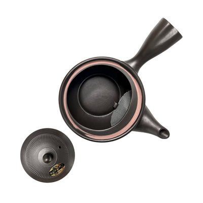 Japanese TOKONAME Tea Pot With Handle Texture Matte Black 18cm