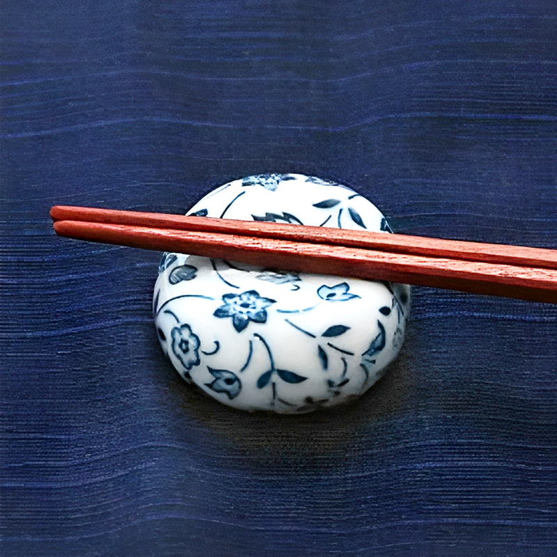 Japanese Chopstick Rest / Holder Lentil Blue Flowers