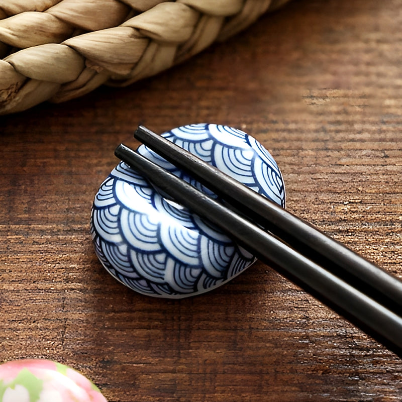 Japanese Chopstick Rest / Holder Lentils Blue Wave