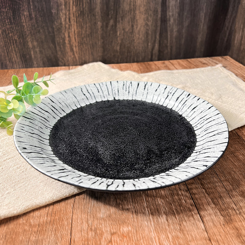 Japanese Mino Ware Serving Plate 23.5cm Black Tide