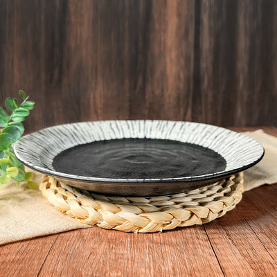 Japanese Mino Ware Serving Plate 23.5cm Black Tide