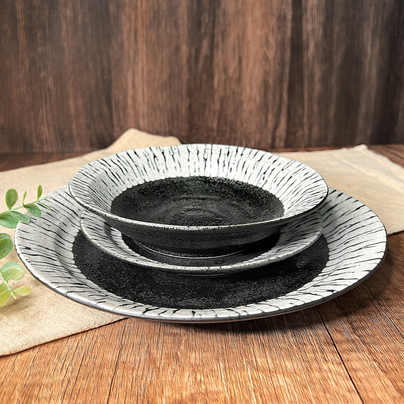 Japanese Mino Ware Serving Plate 23.5cm Black Tide