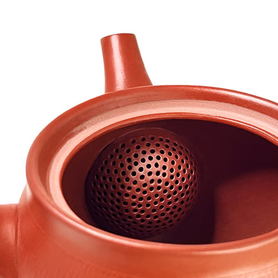 Japanese TOKONAME Tea Pot With Handle Texture Cinnabar 17.5cm