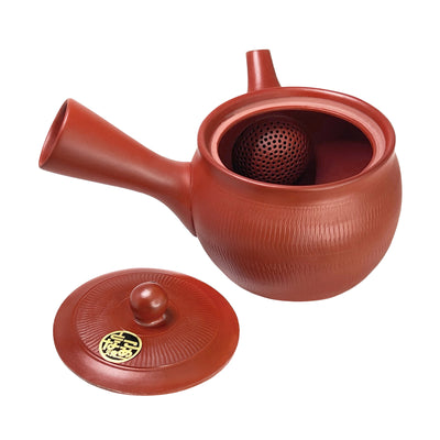 Japanese TOKONAME Tea Pot With Handle Texture Cinnabar 17.5cm