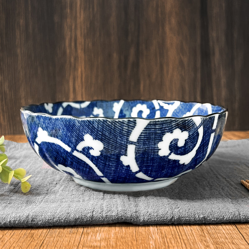 Japanese Ceramic Serving Bowl 14cm Wave Vortex