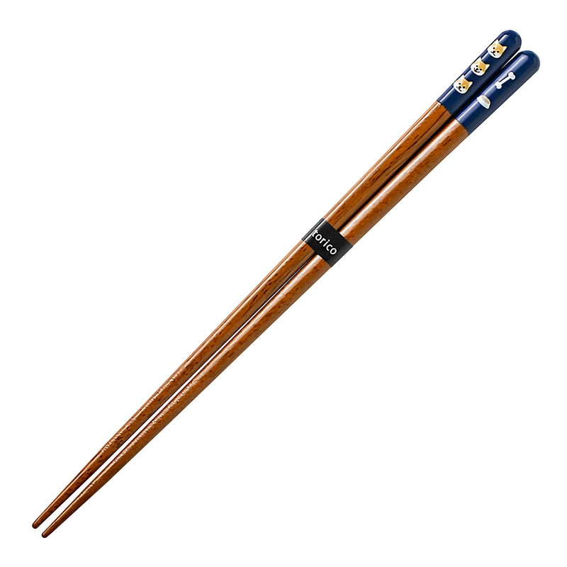 Natural Wood Chopsticks Tenmaru Shiba Inu 23cm Blue Made In Japan