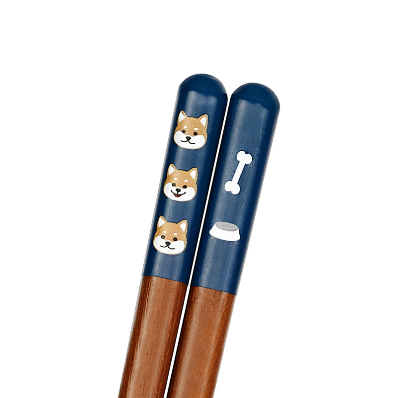 Natural Wood Chopsticks Tenmaru Shiba Inu 23cm Blue Made In Japan