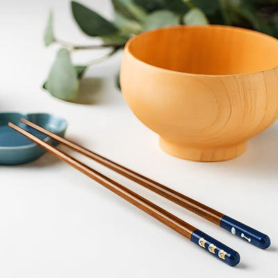 Natural Wood Chopsticks Tenmaru Shiba Inu 23cm Blue Made In Japan