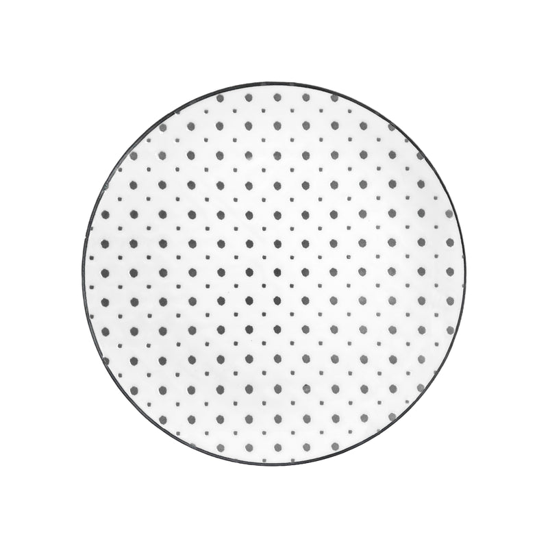 Japanese Ceramic Dinner Plate 23.5cm Grey Dots