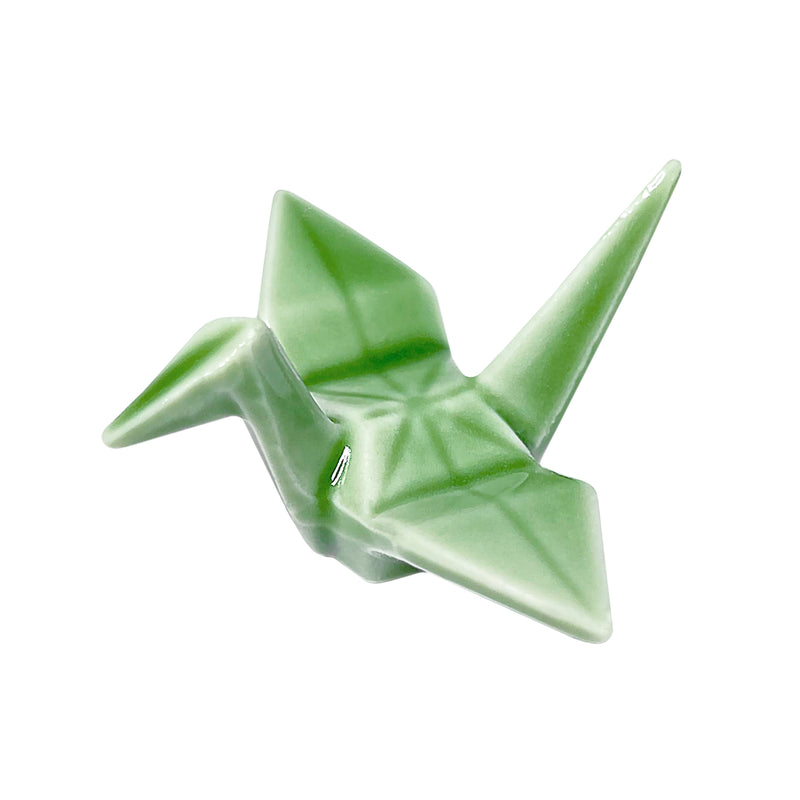 Handcrafted Green Origami Crane Chopstick Holder Rest Mino Ware Made In Japan