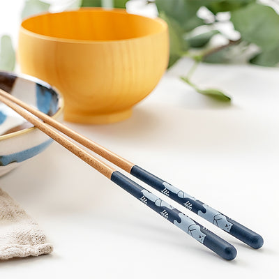 Natural Wood Chopsticks Polar Bear Navy Blue 23cm Made In Japan