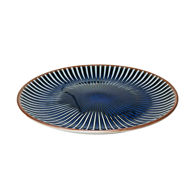 Japanese Side Plate 20.5cm Minoru Touki Sendan Ocean Blue
