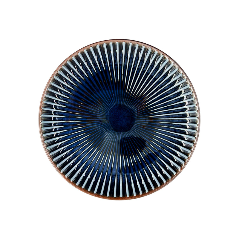 Japanese Ceramic Side Plate 16.5cm Minoru Touki Sendan Ocean Blue