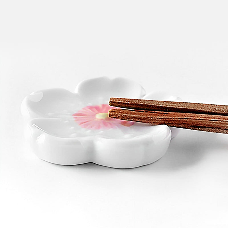 Handcrafted White Cherry Blossom Chopstick Holder Rest Mino Ware Made In Japan