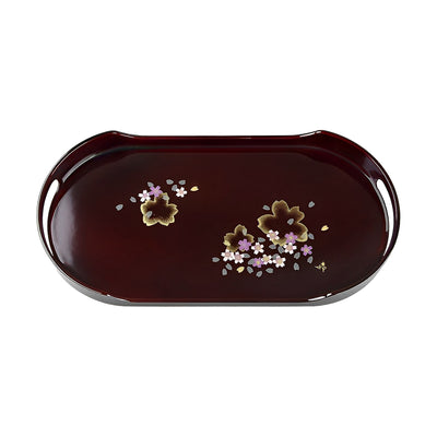 Japanese Lacquer Tray 36.5cm Sakura Tame-nuri