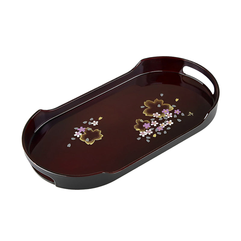 Japanese Lacquer Tray 36.5cm Sakura Tame-nuri