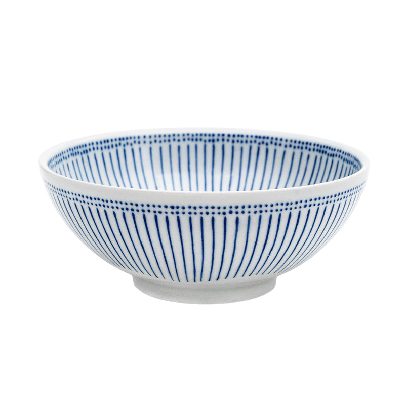 Japanese Udon Bowl 21.5cm Striped Blue