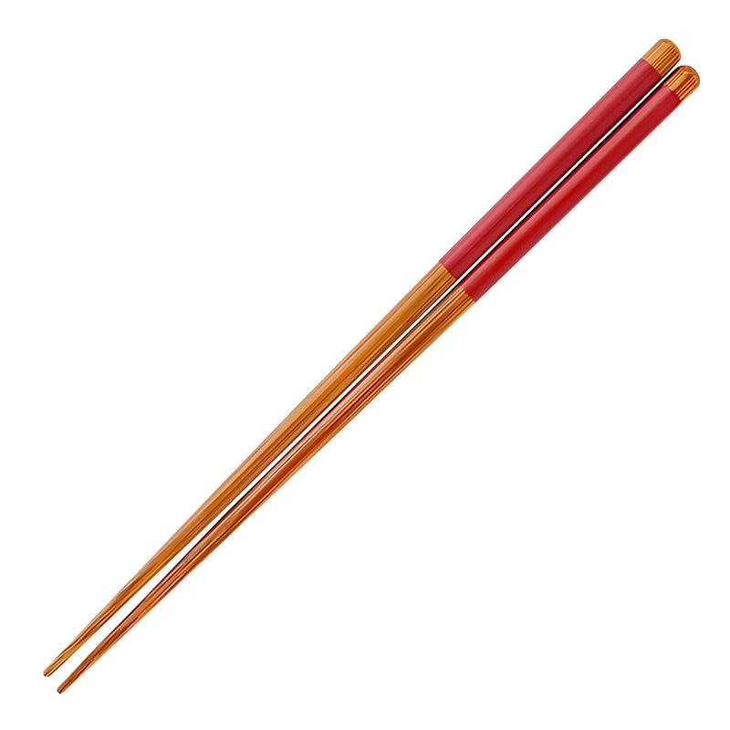 Natural Wood Chopsticks Nagisa Red 23cm Made In Japan