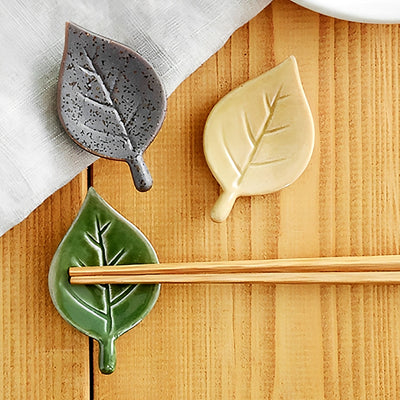 Handcrafted Green Leaf Chopstick Holder Rest Mino Ware Made In Japan