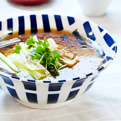 Japanese Ramen Bowl 20.5cm Blue Wabi Tokusa