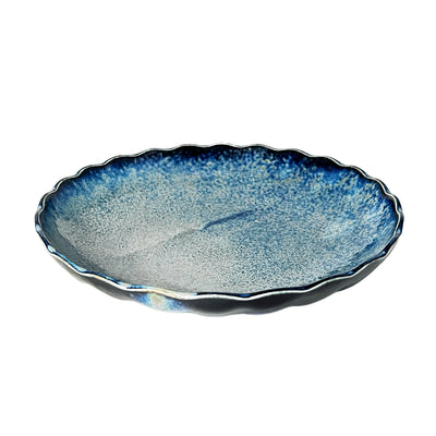 Japanese Ceramic Serving Plate 19cm Blue Glaze
