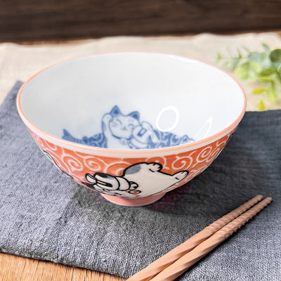 Japanese Ceramic Rice Bowl 11.5cm Lucky Cat