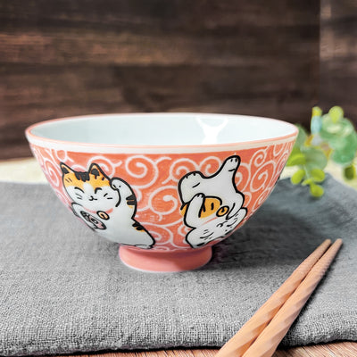 Japanese Ceramic Rice Bowl 11.5cm Lucky Cat