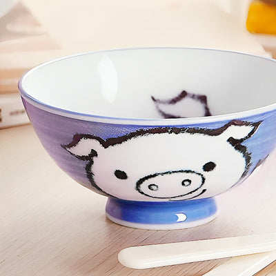 Japanese Ceramic Rice Bowl 11cm Piglet