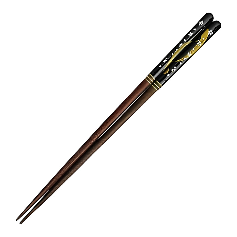 Natural Wood Chopsticks Gold-Embossed Cherry Blossom 23cm Made In Japan