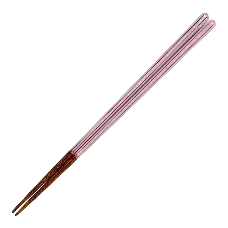 Natural Wood Chopsticks Octagonal Shinogi Pink 23cm Made In Japan