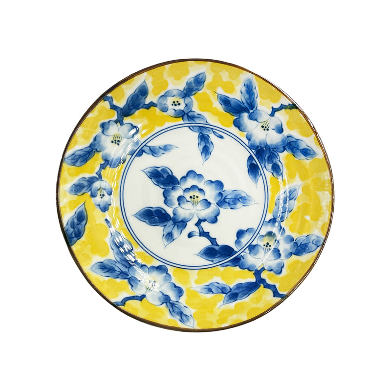 Japanese Serving Plate 21cm Peony Yellow