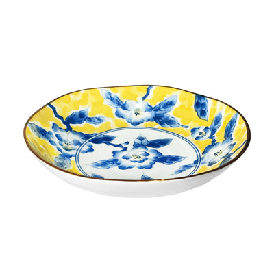 Japanese Serving Plate 21cm Peony Yellow