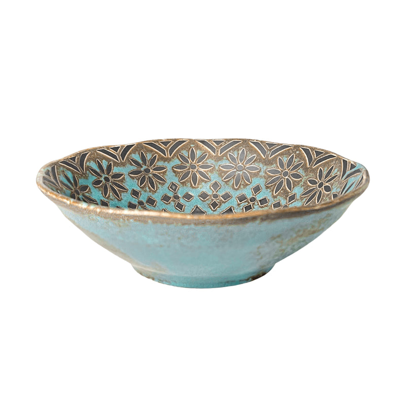 Japanese Serving Bowl 14.5cm Zahra Turquoise Blue