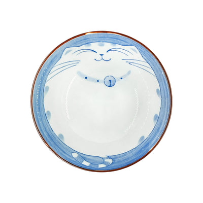 Japanese Rice Bowl 14cm Lucky Cat Blue