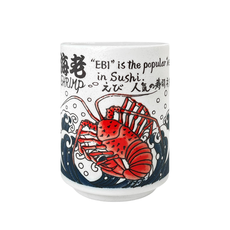 Japanese Ceramic Tea Cup EBI Shrimp Sushi 350ml