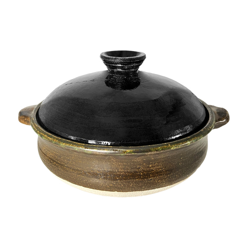 Kotobuki Clay Pot Black Green Glaze Japanese Pottery