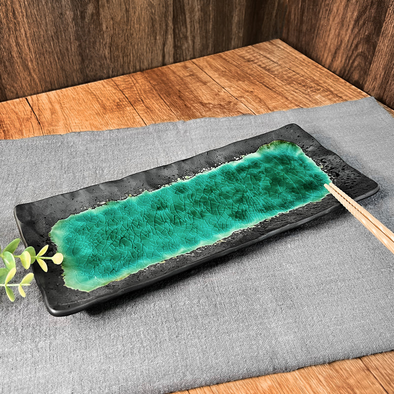 Large Rectangular Sushi Sashimi Serving Plate 28cm Kosui Green