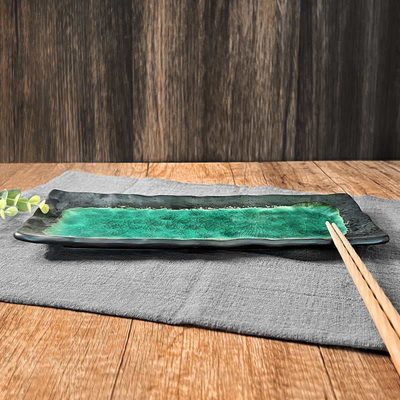 Large Rectangular Sushi Sashimi Serving Plate 28cm Kosui Green