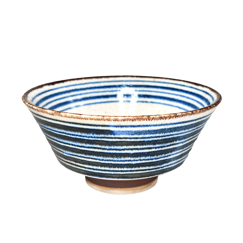 Japanese Ceramic Rice Bowl PAIKAJI 13cm Indigo Swirl