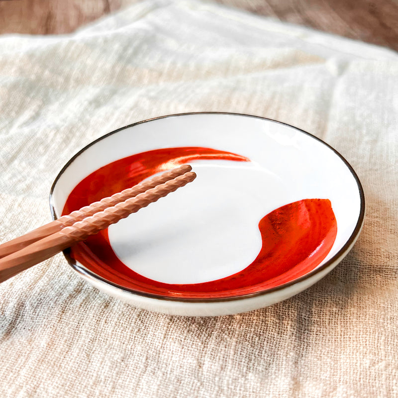 Japanese Sauce Dish Series 9cm Red Brush