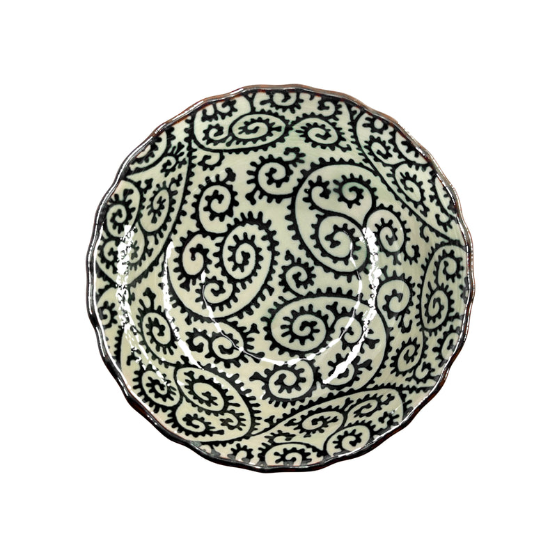Japanese Ceramic Rice Bowl Antique Vines 12cm