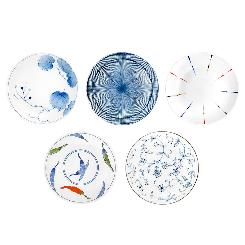 Japanese Set of 5 Dinner Plates Minoware 16.5cm