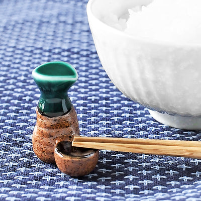 Japanese Chopstick Rest / Holder Sake Set Iga Oribe